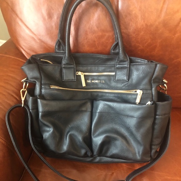 city faux leather diaper backpack the honest company original price Backpack, Black Baby Products Showcases metal hardware and a plated logo on the front The Honest Company 'City' Faux